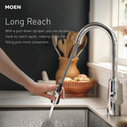 Moen Adler Series 87233BRB Pull-Down Kitchen Faucet, 1.5 gpm, 1-Faucet Handle, 1-Faucet Hole, Metal, Lever Handle