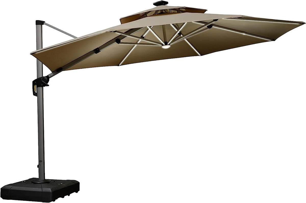 12ft Solar LED Cantilever Patio Umbrella