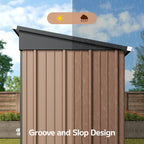 Asofer Outdoor Metal Storage Shed, 5' x 3' ft Lockable Single Door Garden Tool Shed, Brown for Backyard Patio
