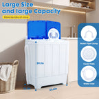 Dawmilon 28lbs Portable Twin Tub Washing Machine with Drain Pump, Compact Laundry Washer for Apartments, Dorms, Blue