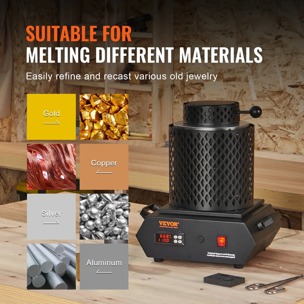 SKYSHALO Gold Melting Furnace, 1 + 3 KG, 1350W