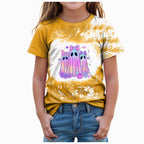 CAUYDY Halloween Ghouls Ghost Retro Girl Kids T-Shirt Graphic Tshirt Little Kids Fall Short Sleeve Tee Tops(Orange, 8-9 Y)