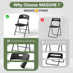 WASUHE 4 Pack Black Folding Chairs with Enhanced Iron Frame, Stackable Plastic Folding Chairs for Party, Wedding, Meeting Room, Weight Capacity 350