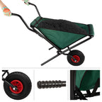 Pure Garden Folding Wheelbarrow with 80lb Capacity and Storage Pouches