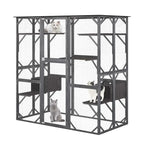 71-Inch Outdoor Wooden Catio Enclosure With 7 Platforms And 2 Condos - Grey