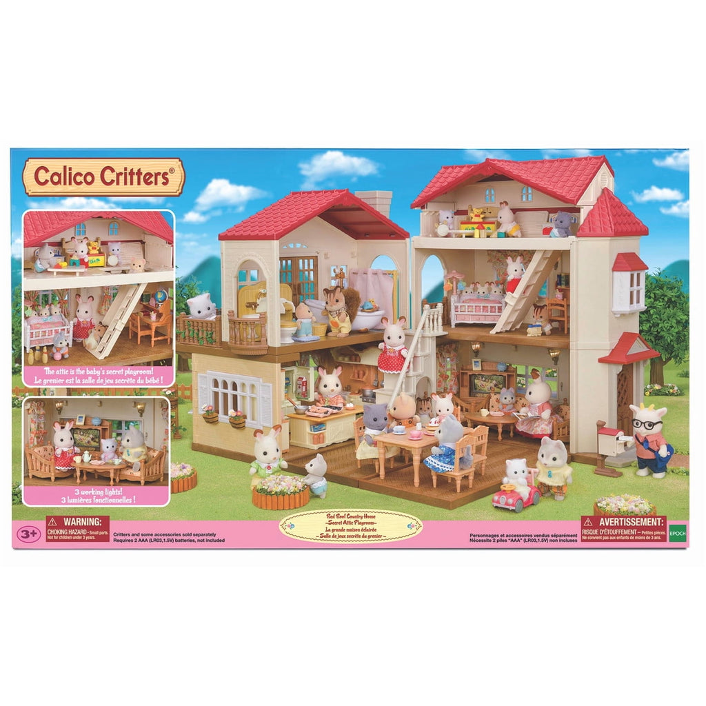 Calico Critters Red Roof Country Home - Secret Attic Playroom, Dollhouse Playset
