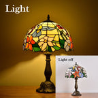 Tiffany Style Stained Glass Hummingbird Table Lamp 12in Shade, 18in Tall