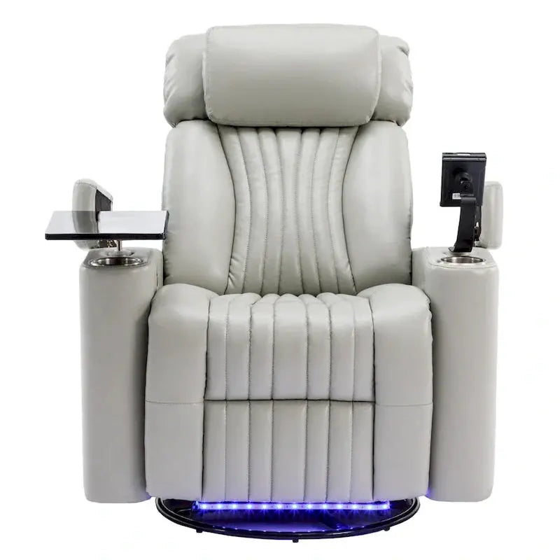 Power Recliner Chair With USB Charging Ports, Cup Holders And Swivel Tray Table - 270-Degree Swivel