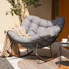 Oversized Indoor/Outdoor Rocking Egg Chair With Cushioned Upholstery