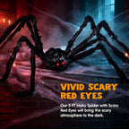 Joyfy 5 ft Scary Giant Spider Halloween Decorations Outdoor, Poseable Spider Lifelike Hairy Prop for Yard, Haunted House, Tree or Porch Party Decorations
