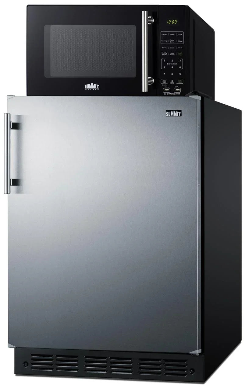 Summit Microwave And Refrigerator Combination, 24 Inch, 5.5 Cu.Ft. - MRF6BK2SSA FF6BK2SS SM903BSA1