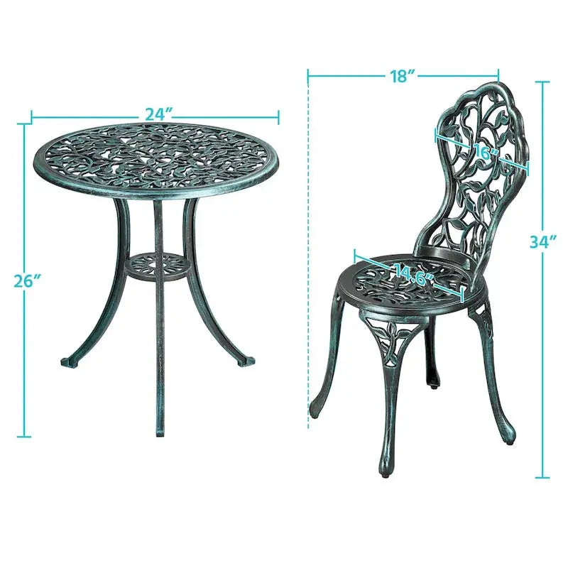 Yaheetech 3-Piece Aluminum Patio Bistro Set With 2 Chairs And Table - Antique Finish