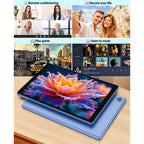 Android Tablet, 10 inch Android 14 Tablet, Quad-core CPU, RAM 4GB（2G+2G）, ROM 32GB (Up to 1TB), 800x1280 IPS, WiFi 6, 2MP+2MP, 6000mAh, Blue