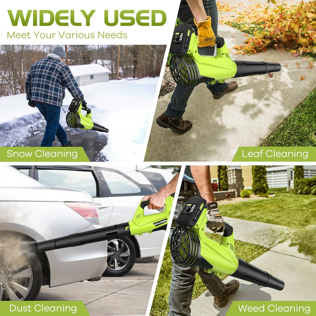 DARKIRON Cordless Leaf Blower, 20V Leaf Blower with 2 x 2.0Ah Batteries & Charger, Up to 450CFM/150MPH, 2 Variable Speed, Lightweight for Blowing