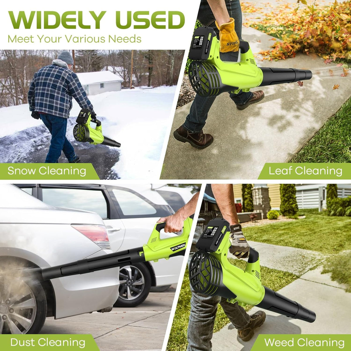 DARKIRON Cordless Leaf Blower, 20V Leaf Blower with 2 x 2.0Ah Batteries & Charger, Up to 450CFM/150MPH, 2 Variable Speed, Lightweight for Blowing