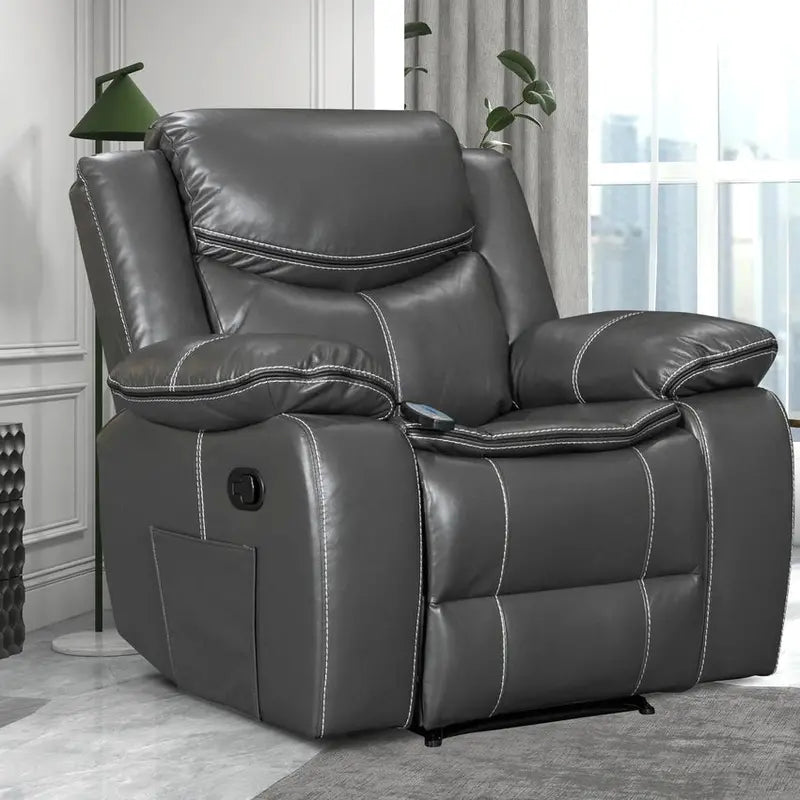 Leather Recliner Lounge Chair - Wide Seat