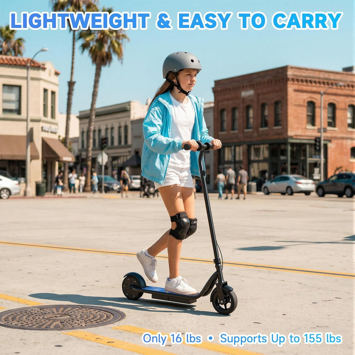 Electric Scooter for Kids, 250W Motor, 9 MPH Max Speed, LED Display, Dual Brake System, 6.5” Solid Tires, Lightweight E-Scooter for Kids Ages 6 to 14