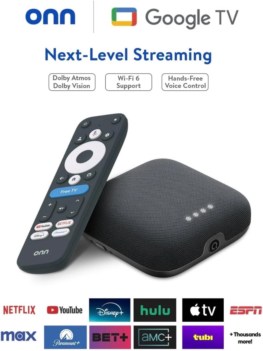 IT'S BRAZILIAN onn 4K Pro Streaming Device, Google TV with Gemini* - Ultra-Fast Streaming, Stunning 4K UHD, 32GB Storage, 3GB RAM, Dolby Vision &