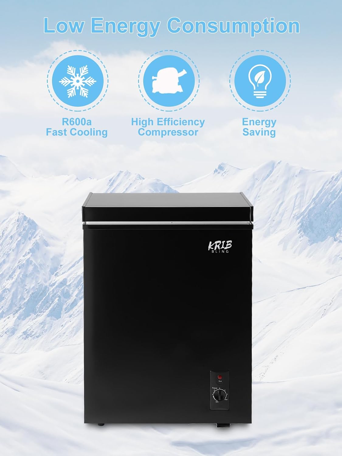 Chest Freezer 3.5 Cu.Ft Mini Compact Deep Freezer with Top Open Door Black