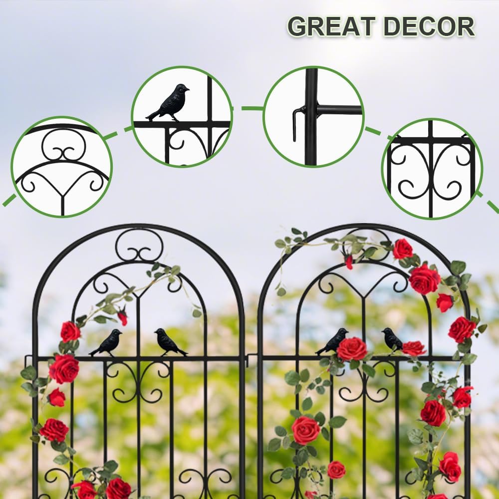 2 Pack 86.7" H x 19.7" W Metal Garden Trellis for Climbing Plants Outdoor, Black Lattice Panel, Sturdy Plant Support for Roses, Vines, Cucumbers &