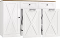 HOSTACK 12.5 Gallon Trash Can Cabinet, 47"W Dual Garbage Can Cabinet, White