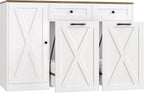 HOSTACK 12.5 Gallon Trash Can Cabinet, 47"W Dual Garbage Can Cabinet, White