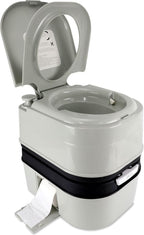 Portable Toilet, 6.4 Gallon 24L Piston Pump Flush with Level indicator Detachable Anti-Leak Handle Water Pump,Rotating Spout Indoor & Outdoor Hiking