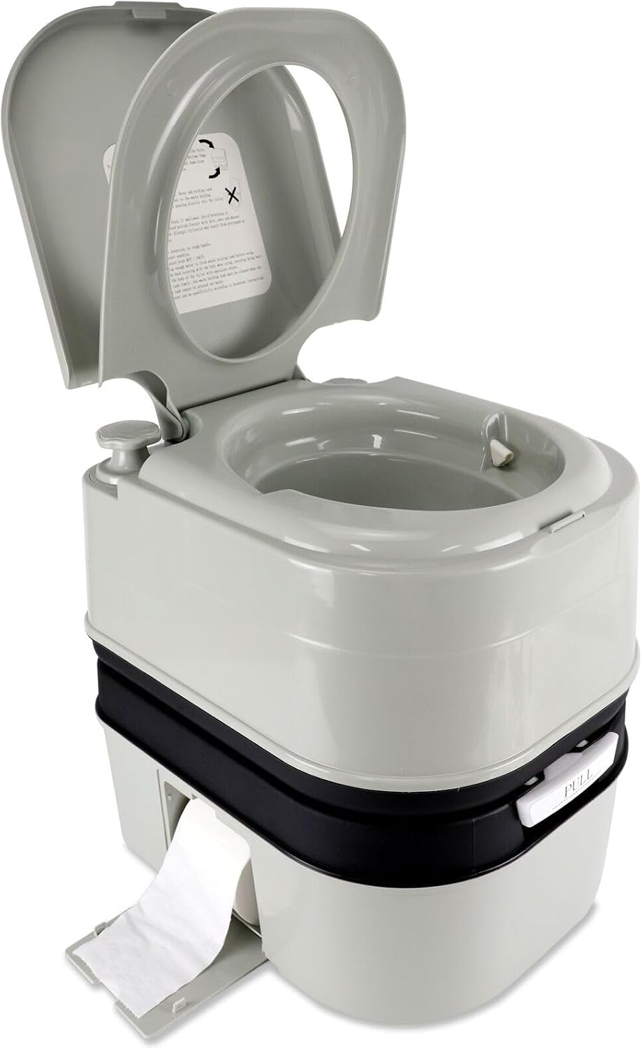 Portable Toilet, 6.4 Gallon 24L Piston Pump Flush with Level indicator Detachable Anti-Leak Handle Water Pump,Rotating Spout Indoor & Outdoor Hiking