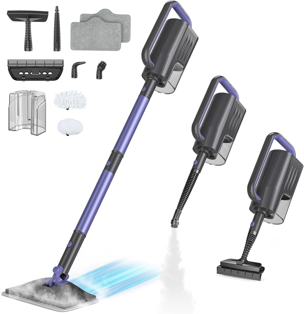 Steam Mop Steam Cleaner Fast Heat-Up with 400ML Water Tank 6-in-1 Multi Accessories, 23FT Power Cable, Lightweight, Steam Cleaner for sealed Hard