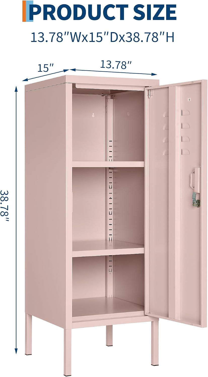 Garvee Lockable Metal Locker Cabinet, 39''h Metal Storage Cabinet with Lock
