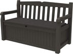 Keter Solana 70 Gal Outdoor Storage Bench for Patio and Pool Accessories