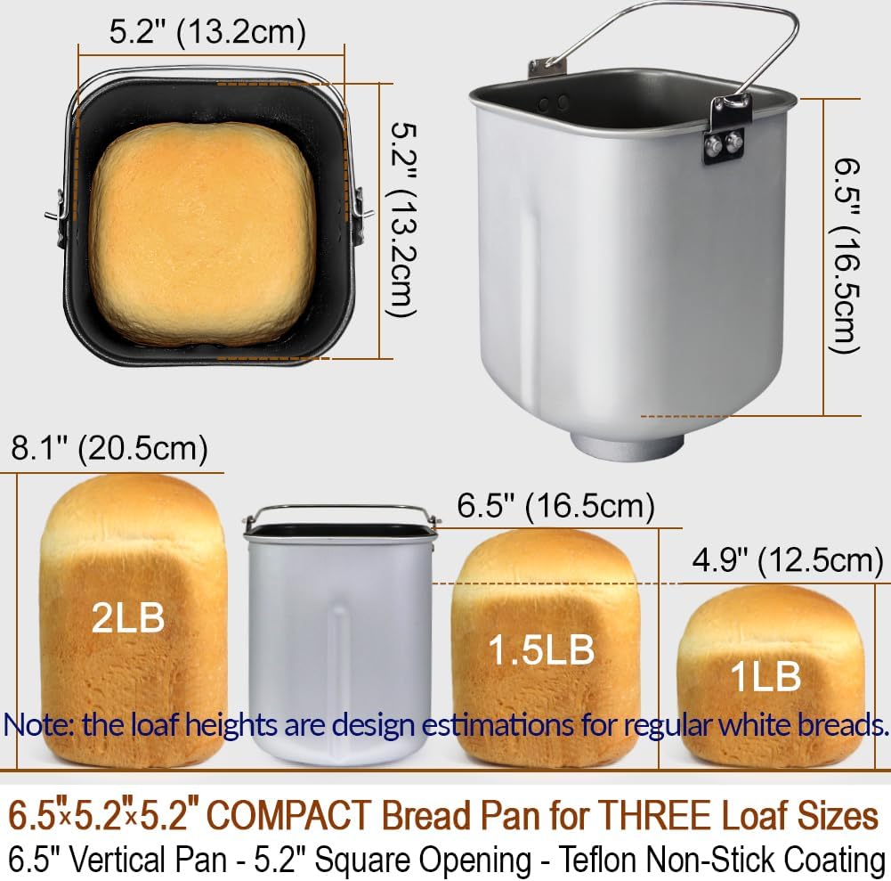KITCHENARM 29-in-1 SMART Bread Machine with Gluten Free Setting 2LB 1.5LB 1LB Bread Maker Machine with Homemade Cycle - Stainless Steel Breadmaker