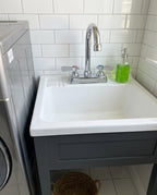 4" Center Utility Sink Faucet with Gooseneck Spout Deck Mount 2 Hole