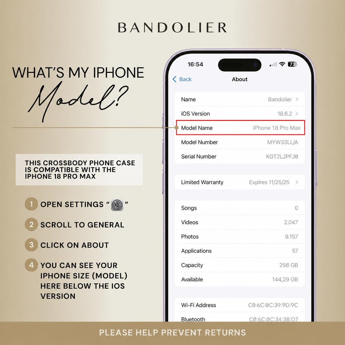 Bandolier Hailey Chrome Leather Crossbody Compatible With iPhone 18 Pro Max
