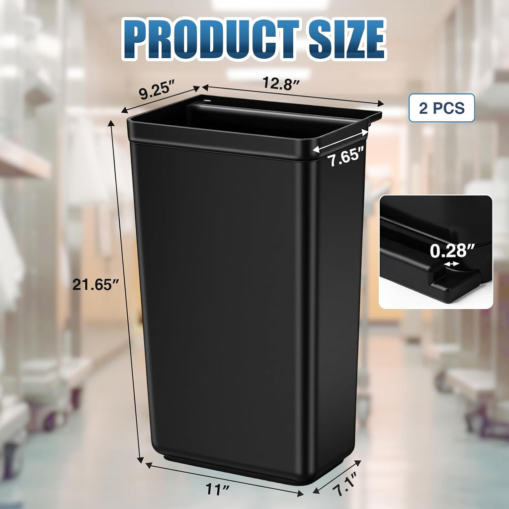 Briwooody 2 Pcs Large Capacity Trash Bins for Bussing Cart 22" H, 9" W, 13"L Attachable Trash Can Hauler for Rolling Utility Cart Accessories