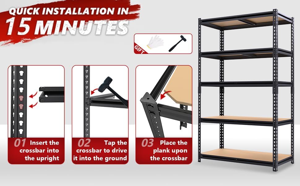 72" H Storage Shelves,Storage Shelves Heavy Duty,2400LBS Metal Shelving Units,Adjustable Garage Shelving Heavy Duty for Garage Storage,Warehouse