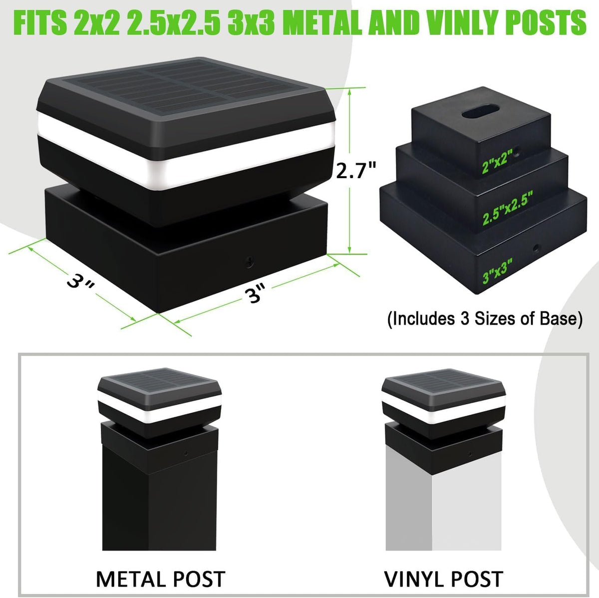 Modern Solar Post Cap Lights - 12 Pack, 2 Modes LED(3000K/6000K) Deck Fence Cap Light for 2x2, 2.5x2.5, 3x3 Posts, IP65 Waterproof, Decoration for