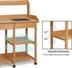 Yaheetech Potting Bench with Sink & Drawer, Outdoor Gardening Table, Wood