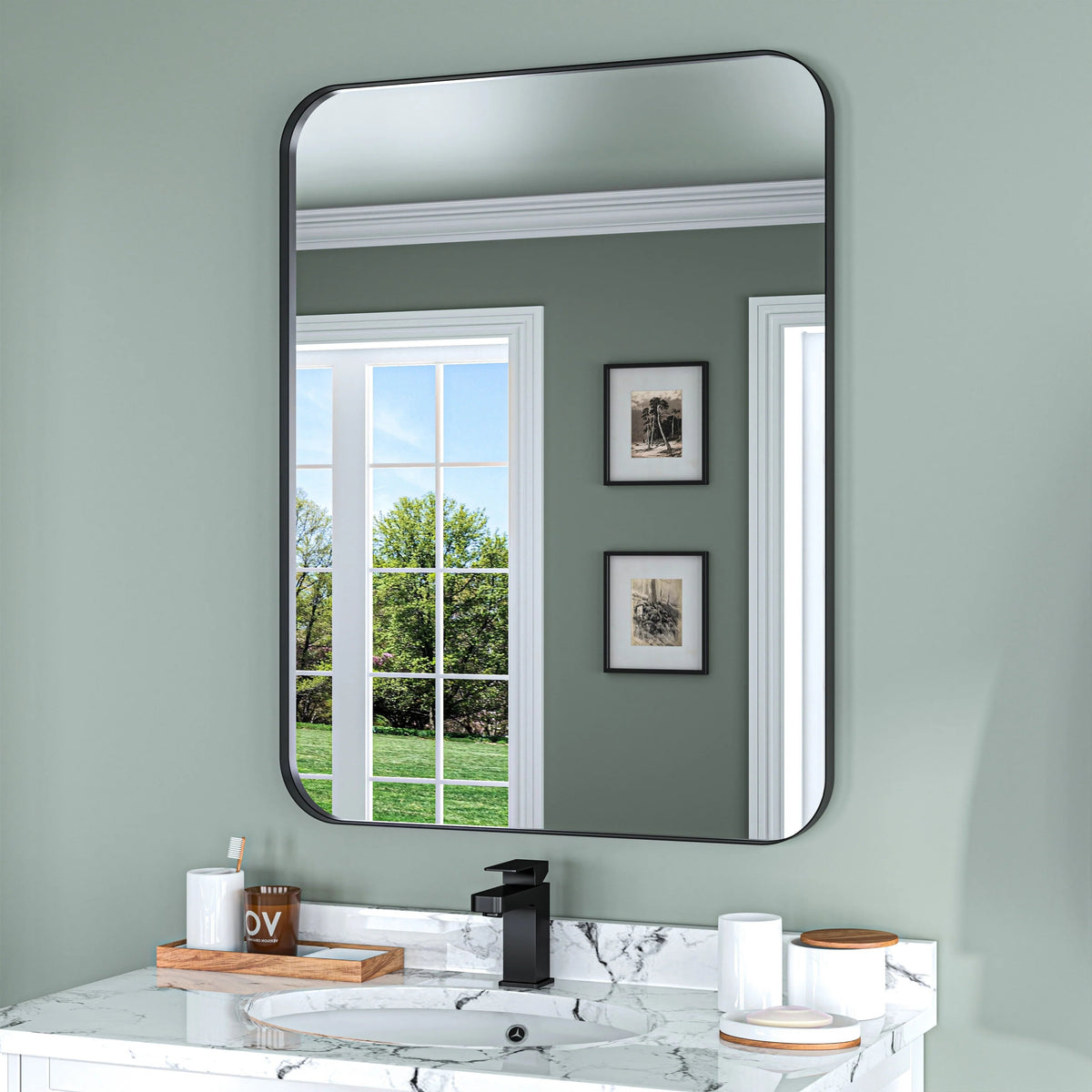 Aluminum Alloy Rounded Corner Wall Vanity Mirror