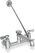 Commercial Mop Sink Faucet with Vacuum Breaker, Wall Mount Service Sink Faucet, 8 Inch Adjustable Center, Pail Hook, Heavy-Duty Brass Utility Sink