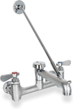 Commercial Mop Sink Faucet with Vacuum Breaker, Wall Mount Service Sink Faucet, 8 Inch Adjustable Center, Pail Hook, Heavy-Duty Brass Utility Sink