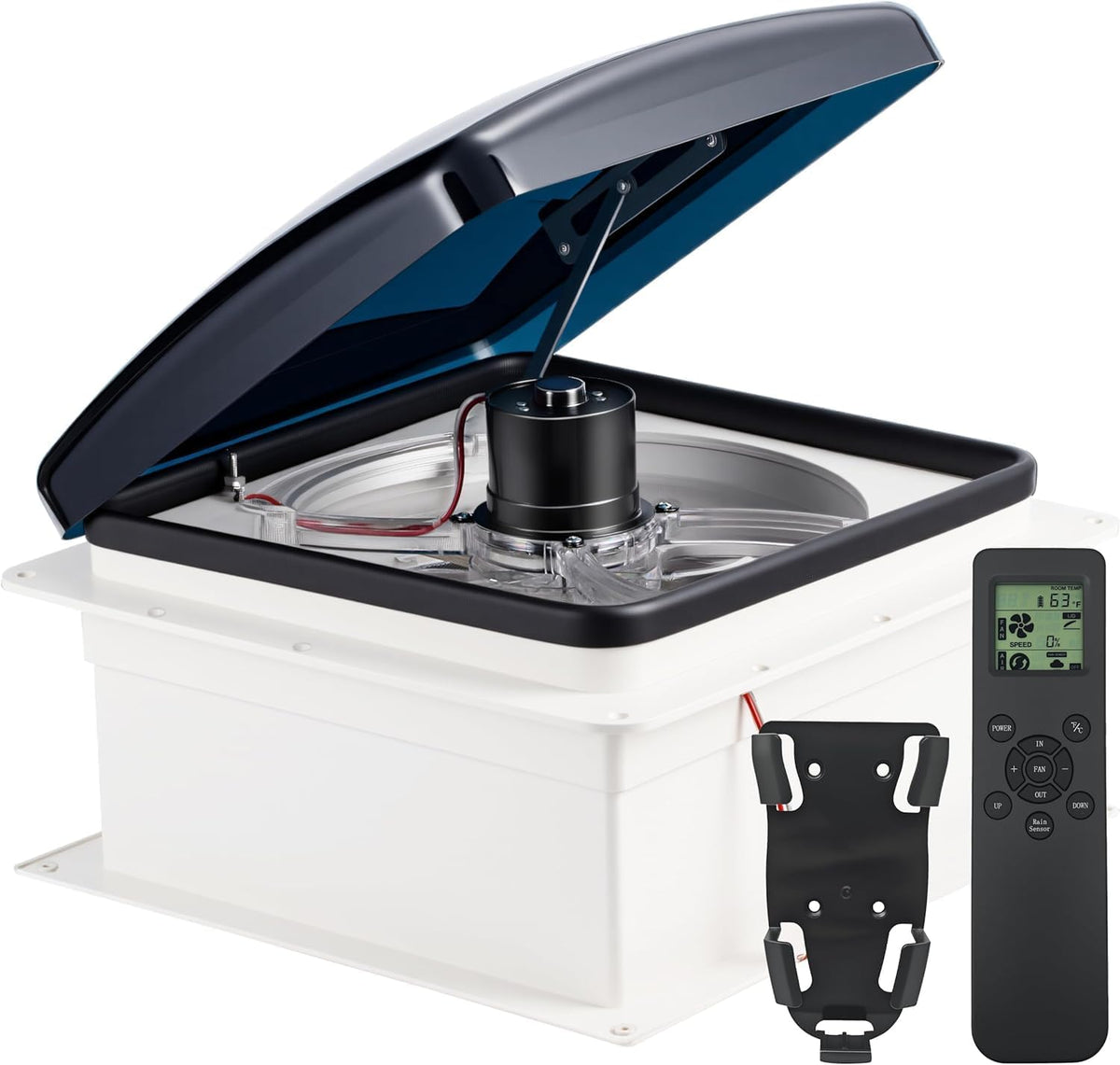 RV Vent Fan 14x14, 10-Speed Roof Vent Fan with Remote Control & Rain Sensor, 12V RV Exhaust Fan