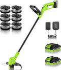20V Cordless Weed Wacker, Battery Powered Weed Eater with 2 Batteries