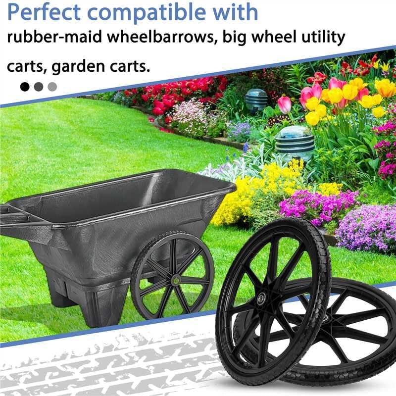 Upgraded 20" Flat Free Wheels for rubbermaid Wheelbarrow Tires