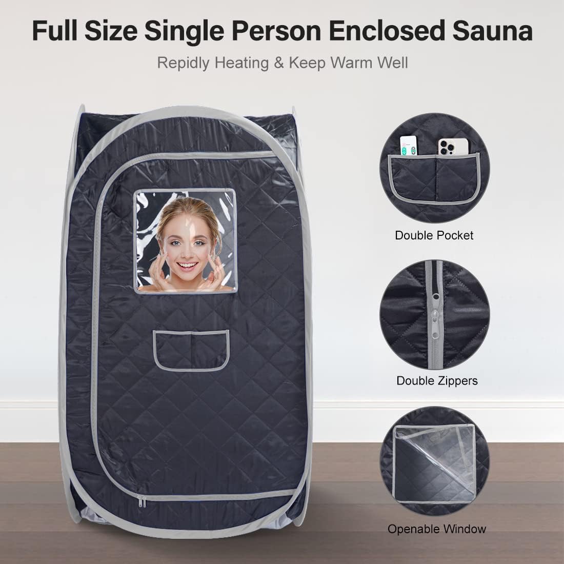 Portable Sauna Tent, Foldable One Person Full Body Spa Without Steamer
