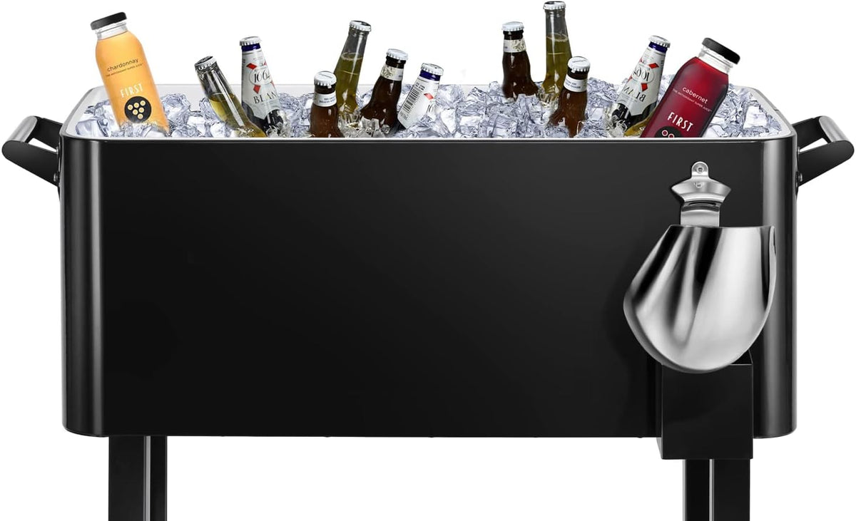 80 Qt Rolling Ice Chest Cooler Cart, Stand Up Cooler Trolley