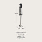 All-Clad Electrics Stainless Steel Immersion Blender 2 Piece Turbo Function 600 Watts Detachable, Variable Speed Control, Hand Blander, 9-1/4-inch