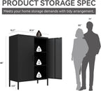 Metal Locker Cabinet, Black Storage Cabinets with 2 Doors and Adjustable Shelves, 3 Tier Modern Storage Freestanding Sideboard for Living Room,School