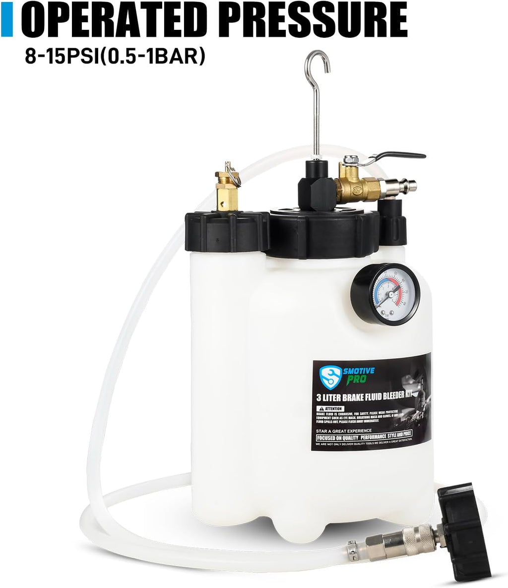 3L Pneumatic Brake Pressure Bleeder Kit, One-Person Operation