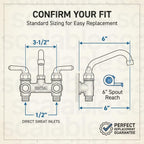 Central Brass Two Handle Laundry Faucet Heavy Duty Rough Brass 6" wall Mounted Reach Tube Swivel Spout, 0465